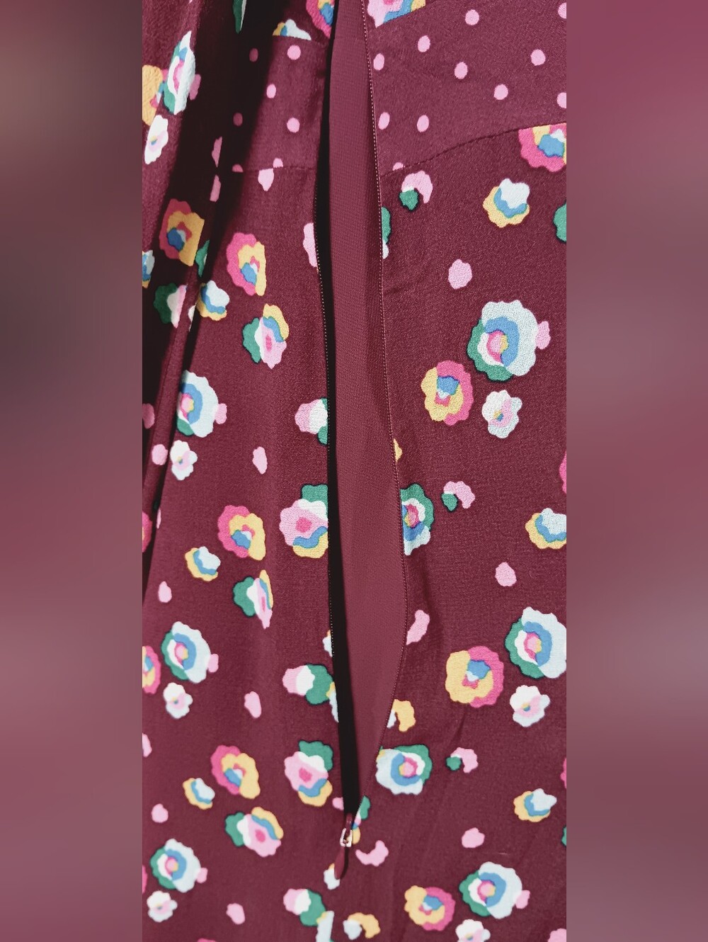 BODEN Women's Floral Burgundy Button-Front Dress Size 12 - Picture 9 of 16